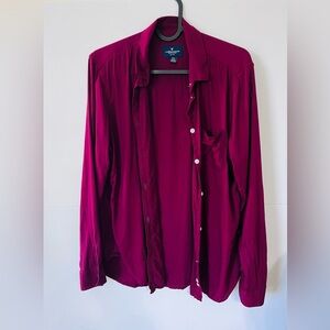 American Eagle Outfitters Medium Burgundy Button Down Shirt